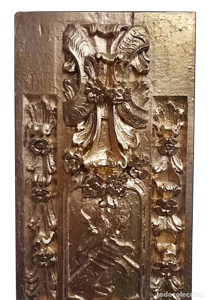 Antigüedades: Antigua tabla de resina en color oro, efecto retablo, preciosa, muy decorativa - Foto 2 - 143800746