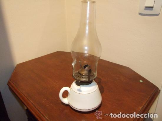 Antig&uuml;edades: QUINQUE DE PETROLEO DE OPALINA ESMALTADO S. XIX - Foto 3