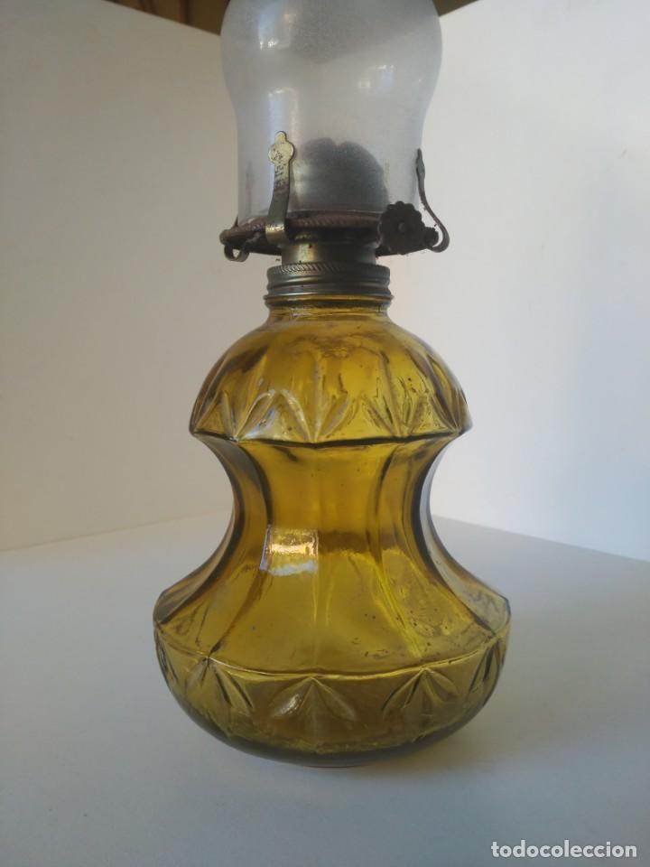 Antig&uuml;edades: Antiguo quinqu&eacute; con cristal de roche - Foto 3