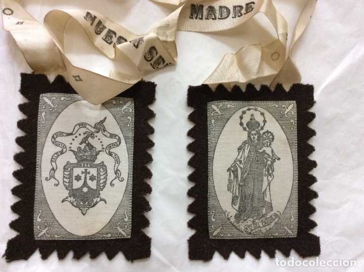 Antig&uuml;edades: Antiguo Escapulario de la Virgen del Carmen - Foto 2