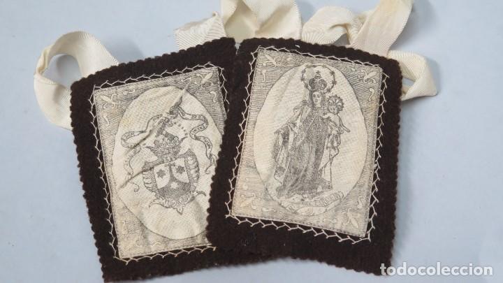 Antig&uuml;edades: ANTIGUO ESCAPULARIO VIRGEN DEL CARMEN - Foto 1