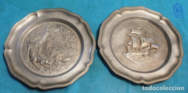 Antig&uuml;edades: TRES PLATOS DE METAL - Foto 3