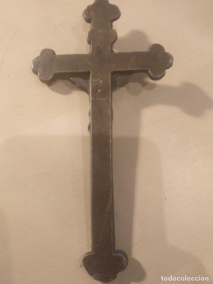 Antig&uuml;edades: Crucifijo plomo 14cm x 7 - Foto 2