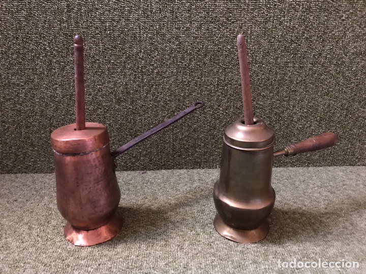 Antig&uuml;edades: PAREJA CHOCOLATERAS COBRE - Foto 1