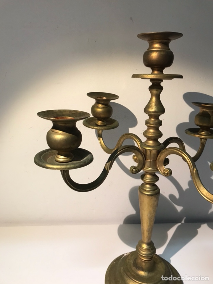 Antig&uuml;edades: Candelabro de bronce de cinco luces. Mitad siglo XX - Foto 5