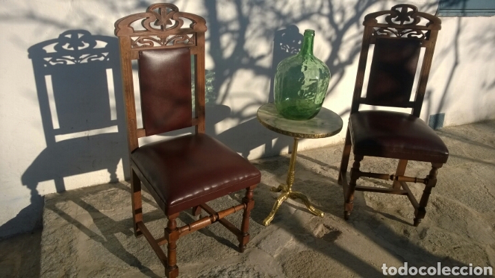 Antig&uuml;edades: Antig&uuml;o conjunto de sillas , mesa y &agrave;nfora. - Foto 1
