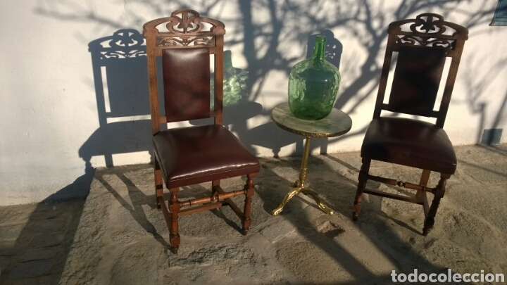 Antig&uuml;edades: Antig&uuml;o conjunto de sillas , mesa y &agrave;nfora. - Foto 2