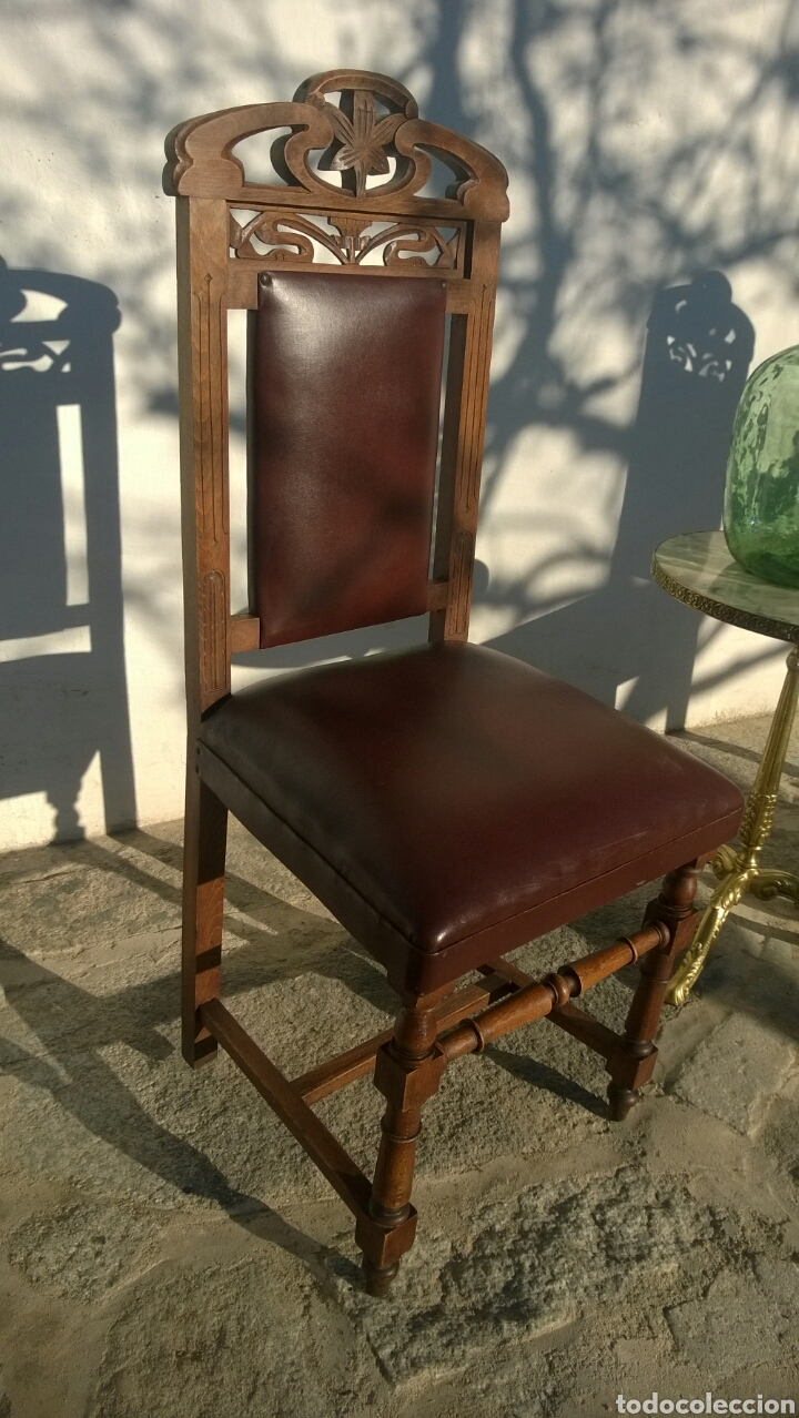 Antig&uuml;edades: Antig&uuml;o conjunto de sillas , mesa y &agrave;nfora. - Foto 4