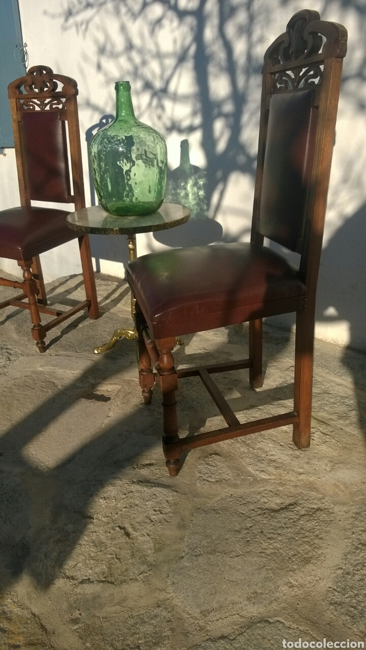 Antig&uuml;edades: Antig&uuml;o conjunto de sillas , mesa y &agrave;nfora. - Foto 5