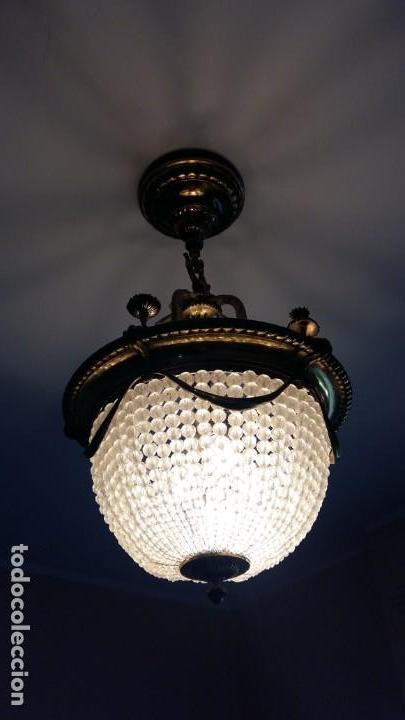 Antig&uuml;edades: L&aacute;mpara de cristal y bronce - Foto 5