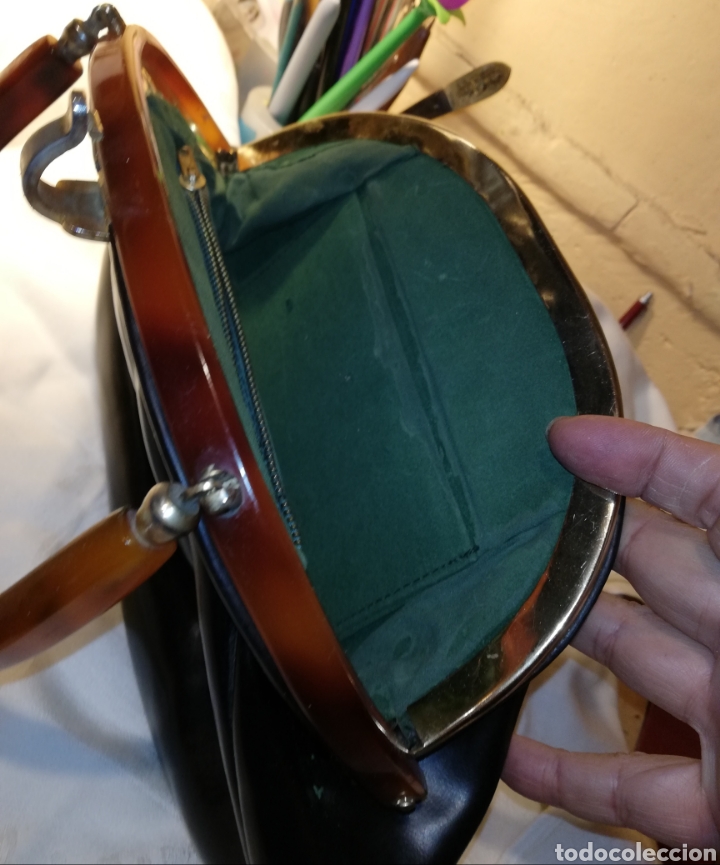 Antig&uuml;edades: Bolso antiguo de cuero - Foto 4