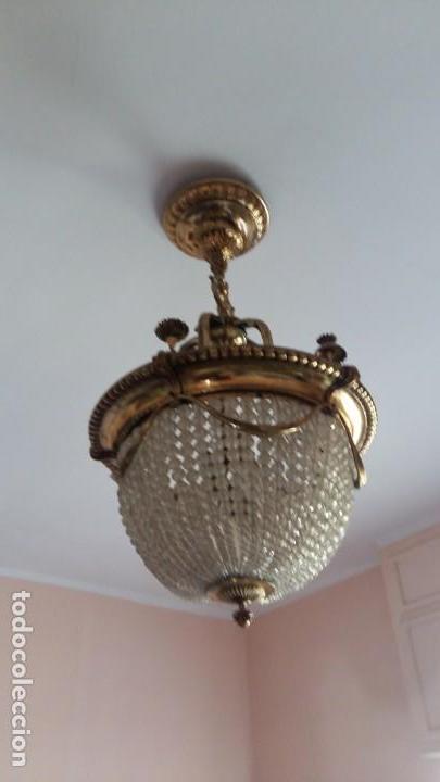 Antig&uuml;edades: L&aacute;mpara de cristal y bronce - Foto 2