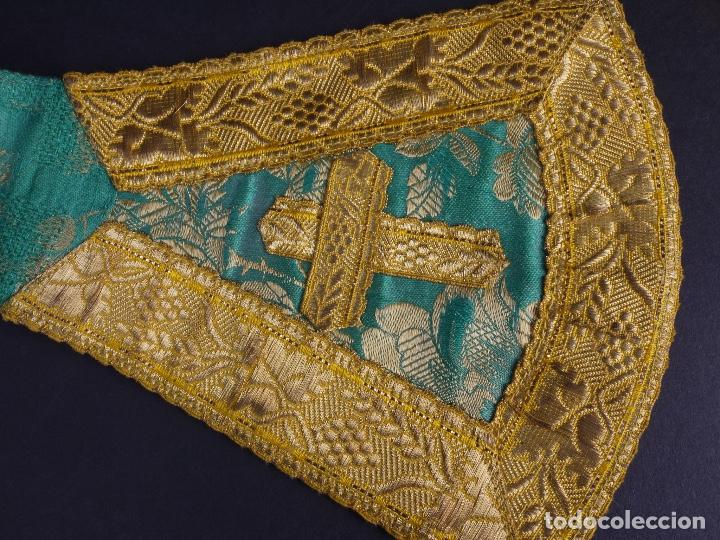 Antig&uuml;edades: ANTIGUO MANIPULO VERDE CON BORDADOS ORO - Foto 4
