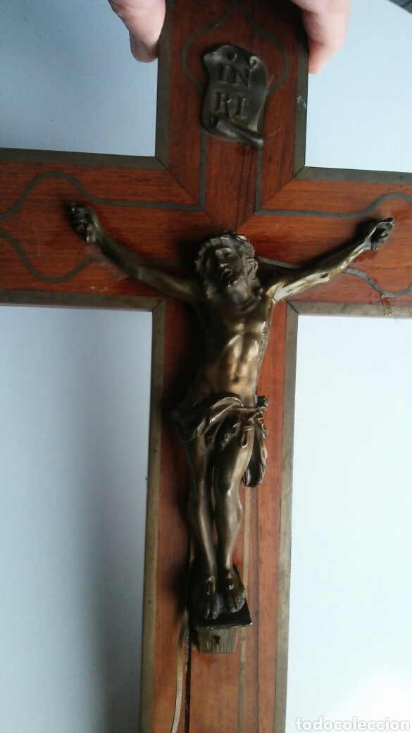 Antig&uuml;edades: Crucifijo madera y bronze - Foto 13