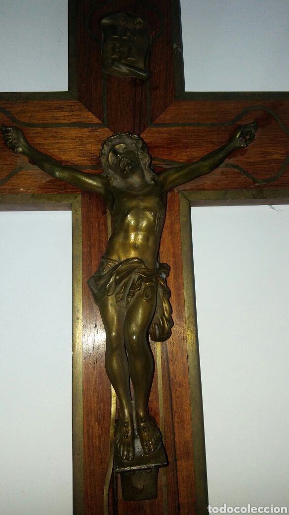 Antig&uuml;edades: Crucifijo madera y bronze - Foto 14