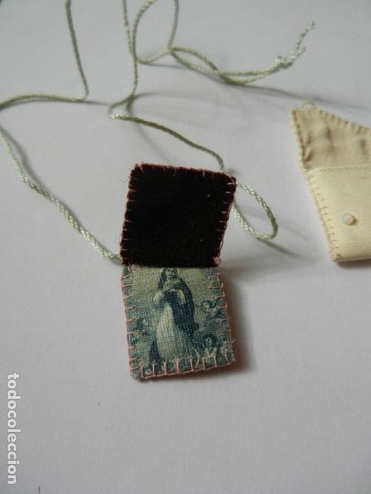Antig&uuml;edades: ESCAPULARIO DE LA VIRGEN DEL CARMEN Y DE LA INMACULADA. 2 CM. - Foto 2
