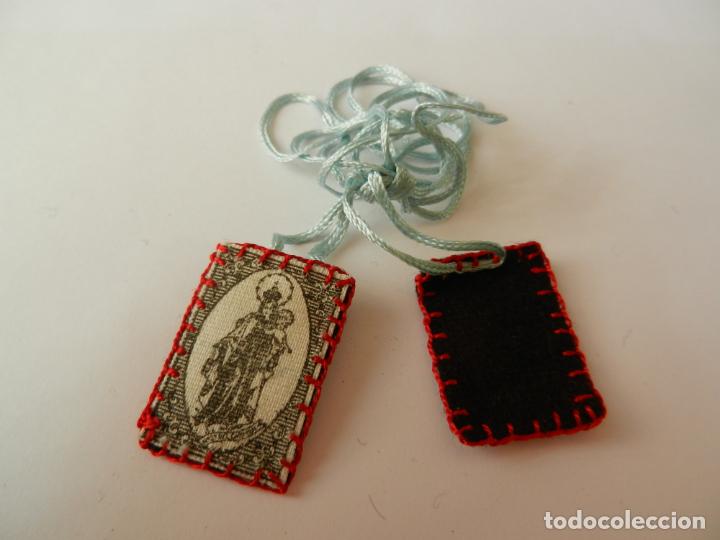 Antig&uuml;edades: ESCAPULARIO MARR&Oacute;N DE LA VIRGEN DEL CARMEN . 3.5 CM. - Foto 1