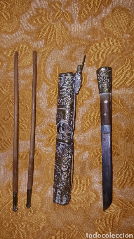 Antig&uuml;edades: ANTIGUOS CUCHILLO Y PALILLOS CON FUNDA - Foto 3
