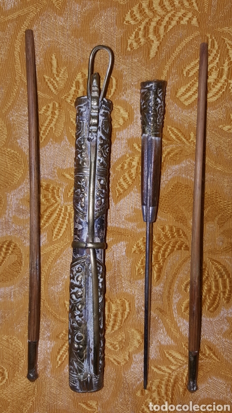 Antig&uuml;edades: ANTIGUOS CUCHILLO Y PALILLOS CON FUNDA - Foto 4