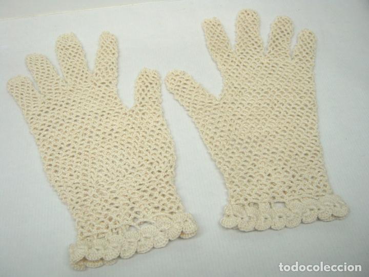 Antig&uuml;edades: GUANTES ANTIGUOS GANCHILLO - Foto 2