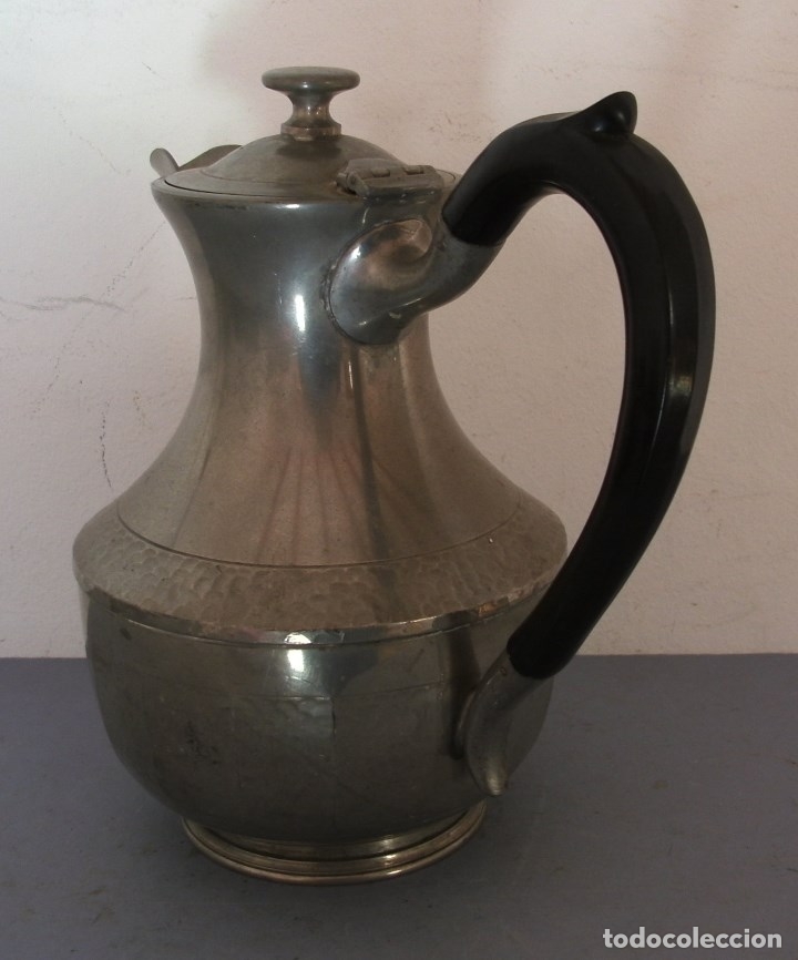 Antig&uuml;edades: cafetera de esta&ntilde;o, fabricado en inglaterra (cornish pewter) 18cm aprox - Foto 4
