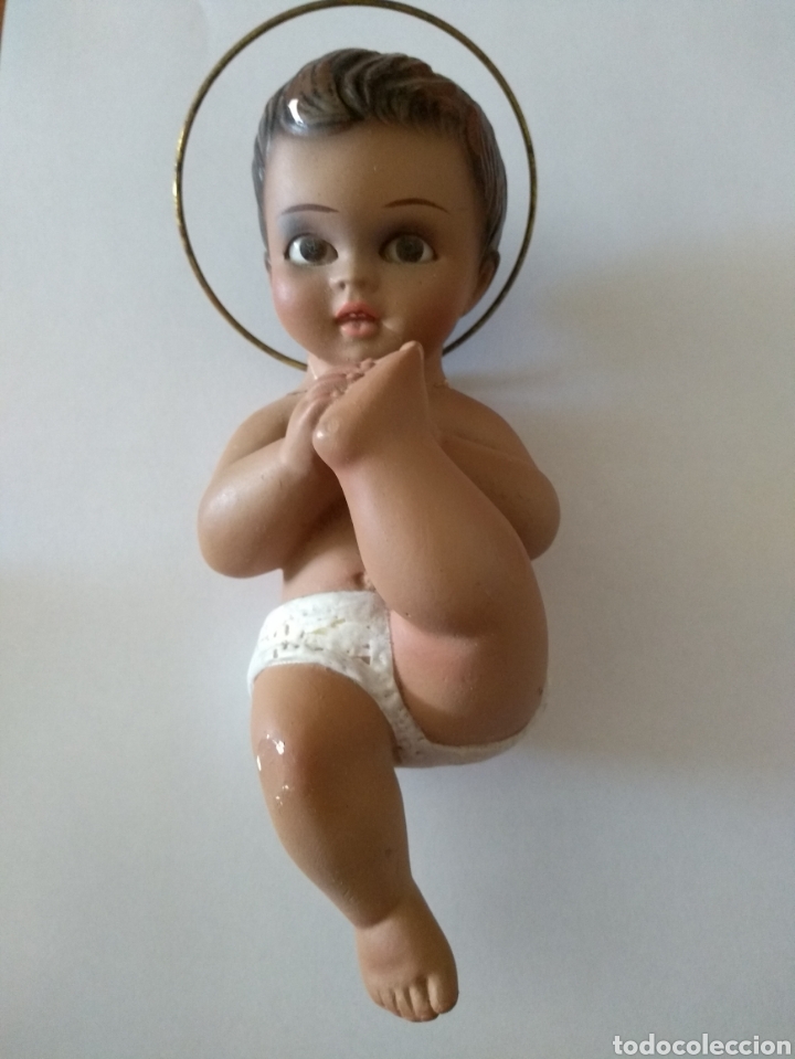 Antig&uuml;edades: **NI?O JES&Uacute;S DE CUNA, ( PEGADO) 20cm** - Foto 1