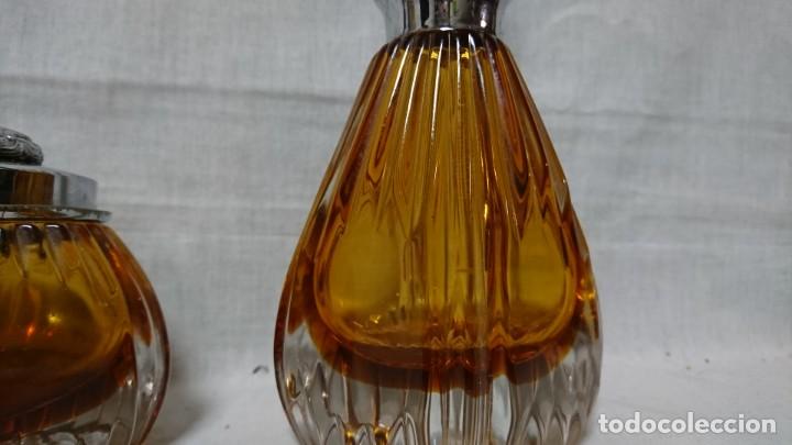 Antig&uuml;edades: JUEGO DE TOCADOR DE CRISTAL, INTERIOR MARRON - Foto 4