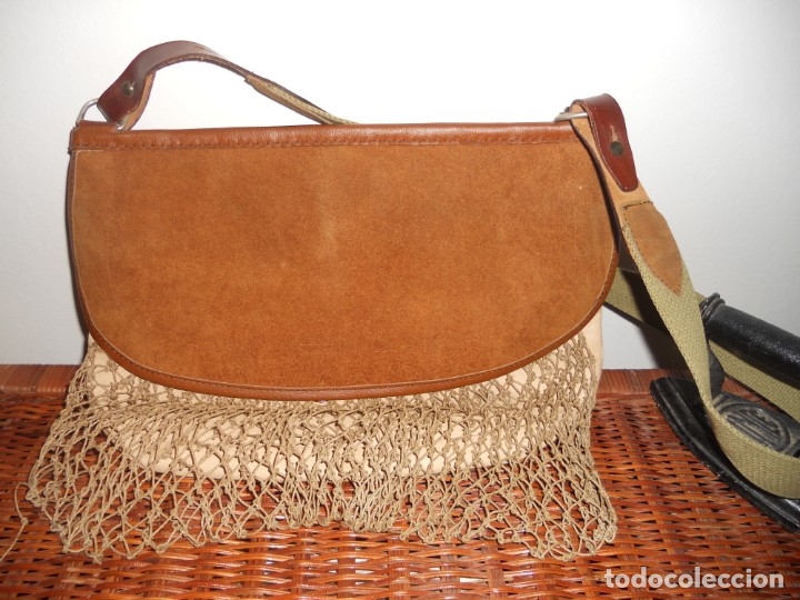 Antig&uuml;edades: ANTIGUO  BOLSO DE PIEL CON REDES - Foto 3