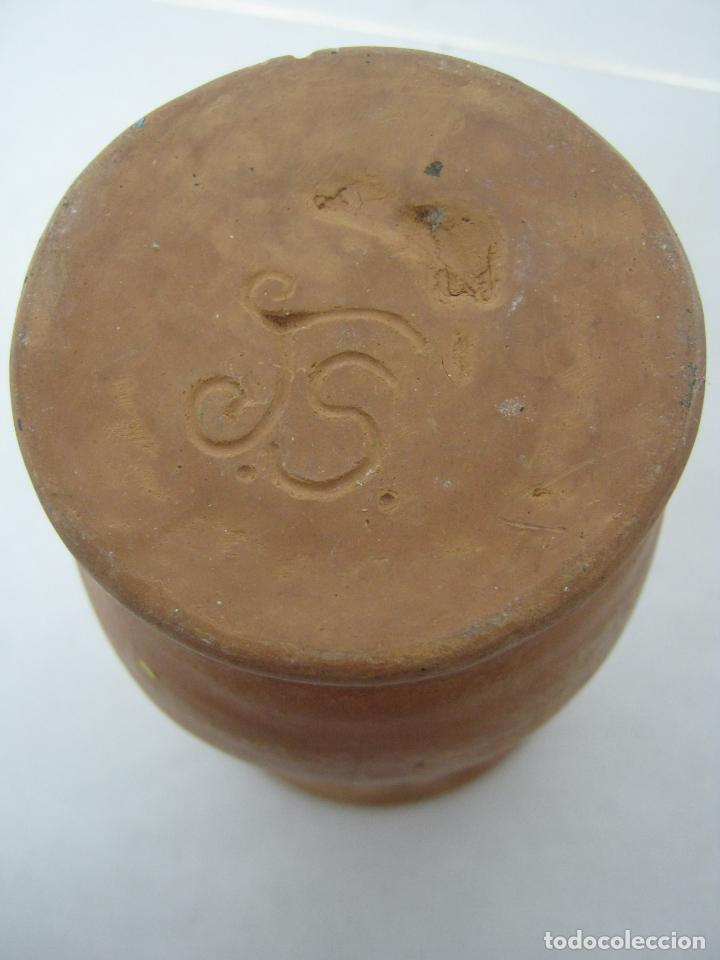 Antig&uuml;edades: ANTIGUO CANTARO CUARTILLO BARRO - FIRMADO - Foto 2