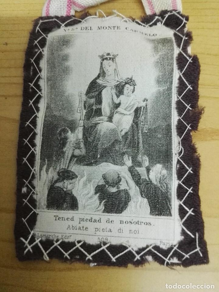 Antig&uuml;edades: Escapulario de ropa de Vuesa Se&ntilde;ora del Monte Carmelo - Foto 1