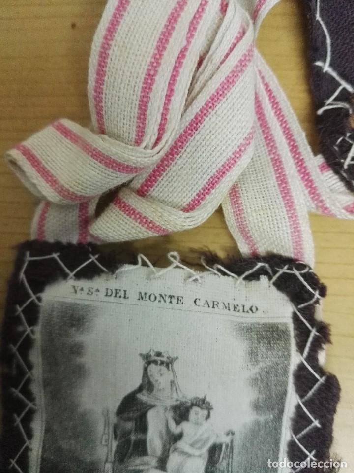 Antig&uuml;edades: Escapulario de ropa de Vuesa Se&ntilde;ora del Monte Carmelo - Foto 2