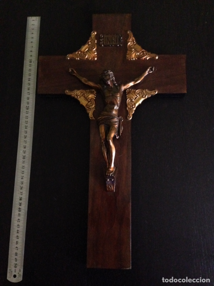 Antig&uuml;edades: Cruzifijo madera y bronze - Foto 1