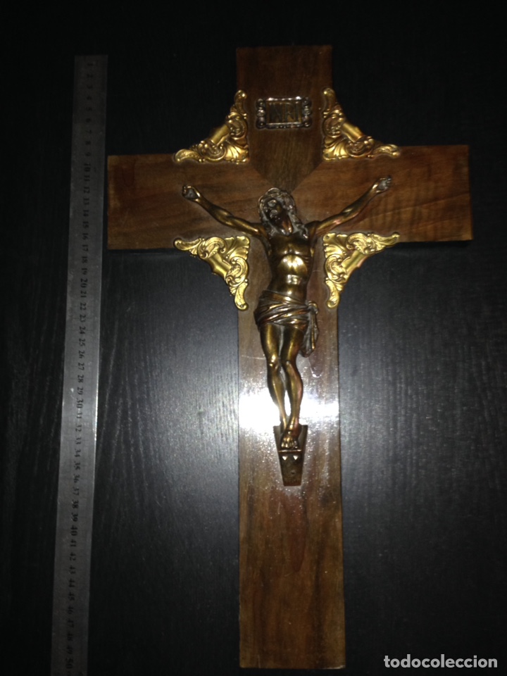 Antig&uuml;edades: Cruzifijo madera y bronze - Foto 2