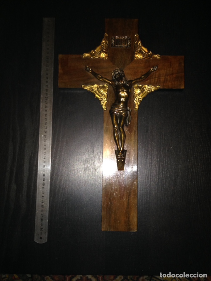 Antig&uuml;edades: Cruzifijo madera y bronze - Foto 3