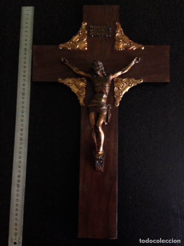 Antig&uuml;edades: Cruzifijo madera y bronze - Foto 6