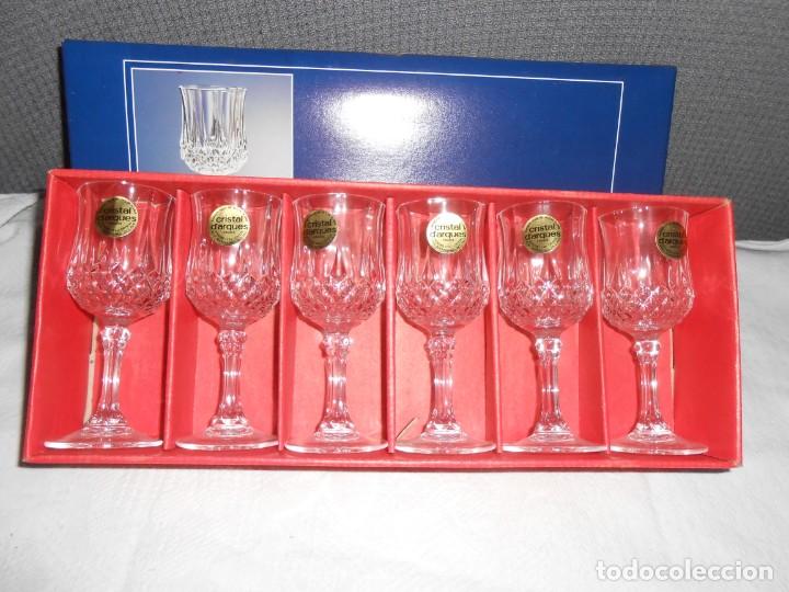Antig&uuml;edades: 6 Copas 6cl Longchamp -Cristal DArques - Foto 1