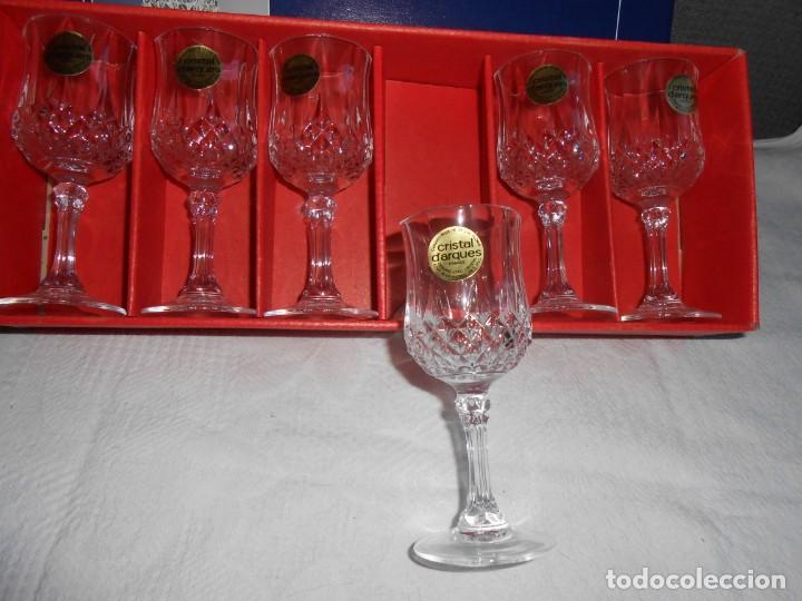 Antig&uuml;edades: 6 Copas 6cl Longchamp -Cristal DArques - Foto 4
