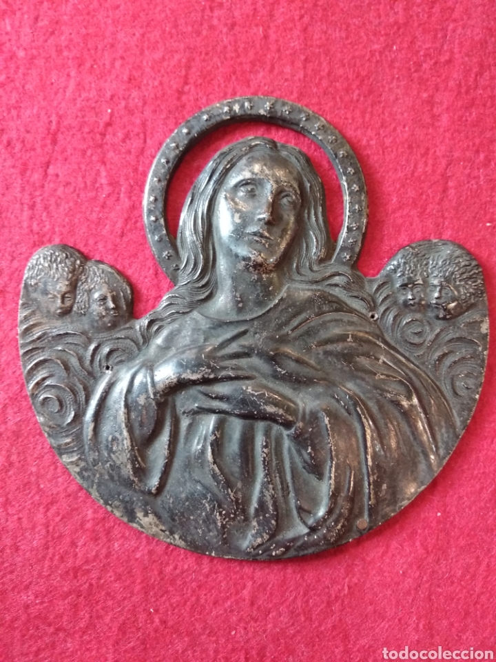 Antig&uuml;edades: Inmaculada, placa o plancha religiosa de plomo - Foto 1