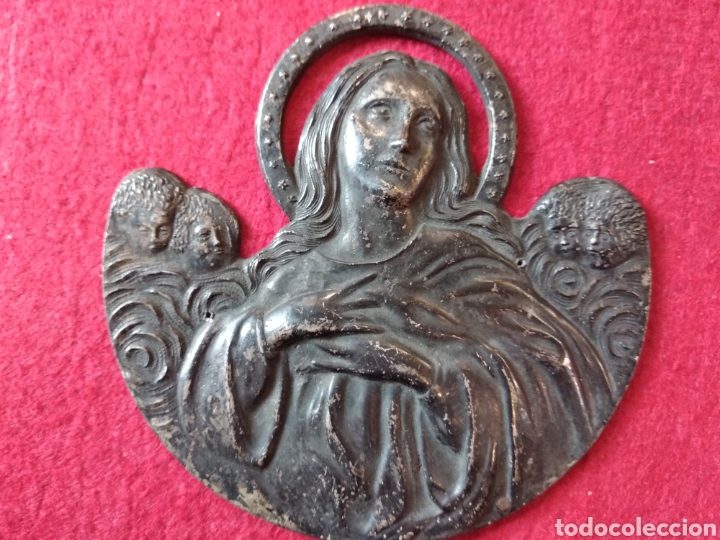 Antig&uuml;edades: Inmaculada, placa o plancha religiosa de plomo - Foto 2