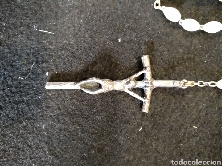 Antig&uuml;edades: Rosario de plata y nacar. 48 cm - Foto 3