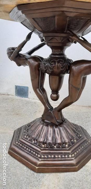 Antig&uuml;edades: Antig&uuml;a mesa de bronce y marmol - Foto 4