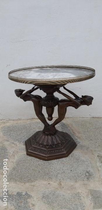 Antig&uuml;edades: Antig&uuml;a mesa de bronce y marmol - Foto 1