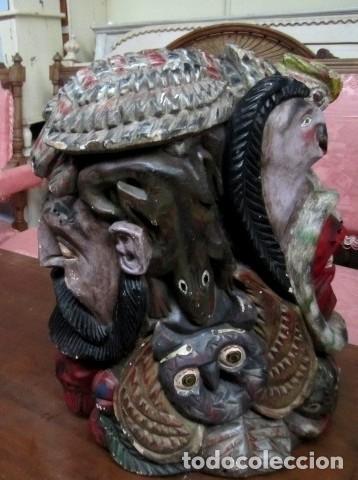 Antig&uuml;edades: Cabezudo en madera tallada y policromada - Foto 5
