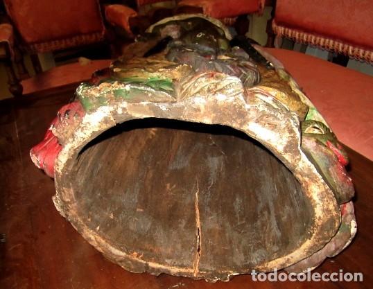 Antig&uuml;edades: Cabezudo en madera tallada y policromada - Foto 7
