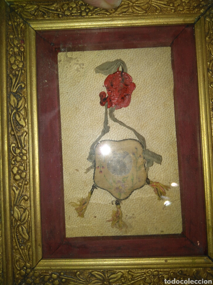 Antig&uuml;edades: Precioso escapulario enmarcado - Foto 3