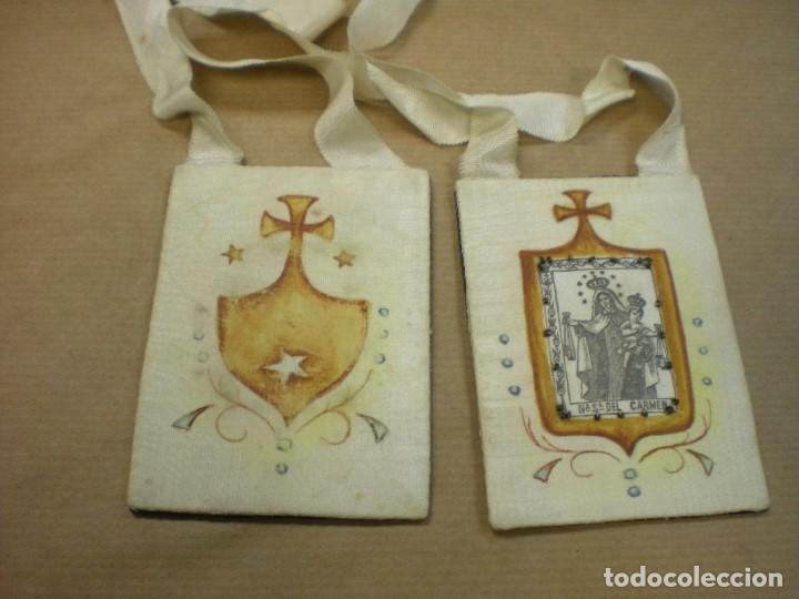 Antig&uuml;edades: ESCAPULARIO DE NUESTRA SE&Ntilde;ORA DEL CARMEN 8,5x6cm - Foto 1