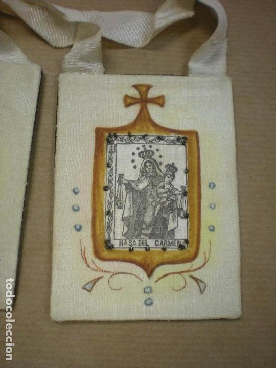 Antig&uuml;edades: ESCAPULARIO DE NUESTRA SE&Ntilde;ORA DEL CARMEN 8,5x6cm - Foto 3