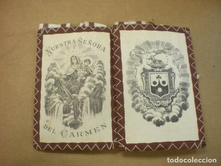 Antig&uuml;edades: ESCAPULARIO DE NUESTRA SE&Ntilde;ORA DEL CARMEN 8x12cm - Foto 1