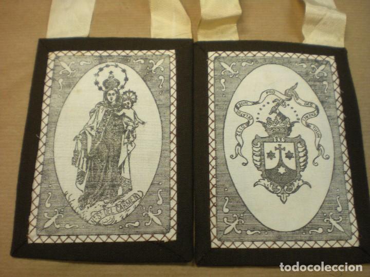 Antig&uuml;edades: ESCAPULARIO DE NUESTRA SE&Ntilde;ORA DEL CARMEN 9x12cm - Foto 1