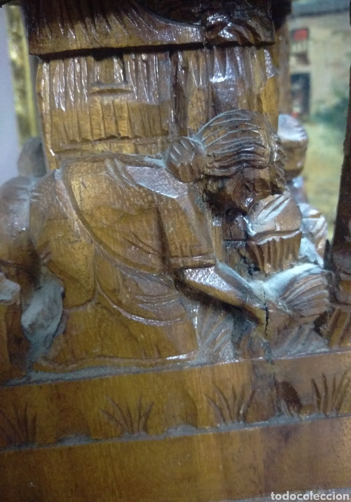 Antig&uuml;edades: L&Aacute;MPARA TALLA EN MADERA VINTAGE - Foto 11